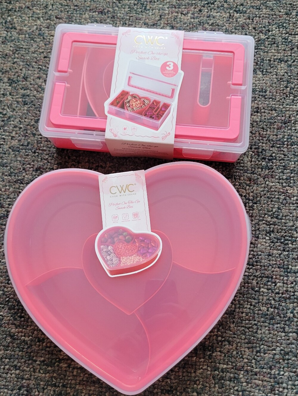 CWC Pink Heart-Shaped and Rectangular Food Storage Set